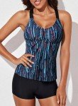 Sky Blue Halter Tankini Swim Top for Women