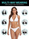 Relleciga Women's White Triangle Halter Bikini Set