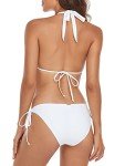 Relleciga Women's White Triangle Halter Bikini Set