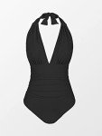 CUPSHE Women's V-Neck One Piece Swimsuit - Black