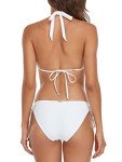 Relleciga Women's White Triangle Halter Bikini Set