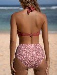 CUPSHE Women's High-Waisted Bikini Set - Brick Red