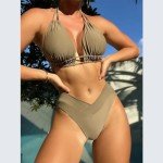 VECVOC Women’s High Waisted Bikini Set - Khaki