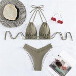 VECVOC Women’s High Waisted Bikini Set - Khaki