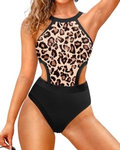 High Neck Tummy Control One Piece Swimsuit