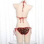 Leopard Print Halter Triangle Bikini Set