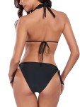 Colloyes Women's Black Halter Triangle Bikini Set