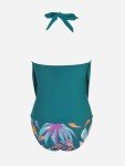 CUPSHE Women's Teal Blue Halter Tankini Swimsuit
