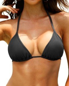 Black Triangle Bikini Top - Push Up Halter