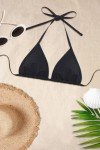 Black Triangle Bikini Top - Push Up Halter
