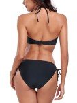 Colloyes Women's Black Cutout Halter Bikini Set