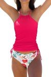 Solid Color Halter Neck Tankini Set for Women