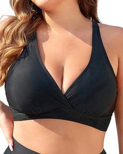 Vintage Black Halter Bikini Top for Women