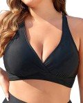 Vintage Black Halter Bikini Top for Women