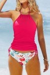 Solid Color Halter Neck Tankini Set for Women