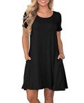 Casual Black T-Shirt Dress with Pockets for Women