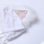 White Faux Fur Halter Triangle Bikini Set