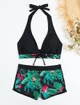 Sporty Two-Piece Halter Bikini Set with Boyshorts