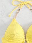 Yellow Halter Push-Up Bikini Top for Women