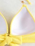 Yellow Halter Push-Up Bikini Top for Women