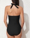 VECENEY Women's V Neck Halter One Piece Swimsuit