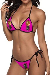 Pineapple Print Women's Halter Two-Piece Bikini Set