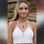 Meelino Women’s Summer Crochet Halter Top, White