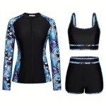 Kate Kasin Women's 3-Piece Long Sleeve Swimsuit