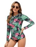 Floral Green Women's Long Sleeve Rash Guard Top