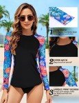 Women's Long Sleeve Rash Guard Swim Shirt - Floral