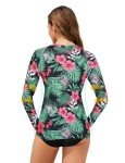 Floral Green Women's Long Sleeve Rash Guard Top