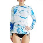 Women's Long Sleeve Rash Guard Swim Shirt - Blue