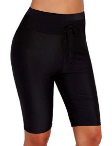Bsubseach Black High Waisted Swim Shorts for Women