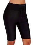 Bsubseach Black High Waisted Swim Shorts for Women