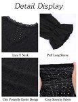 Womens Tops Dressy Casual Sexy,Misyula Cute Puff Long Sleeve Lace Trim V Neck Shirts Stretchy Eyelet Hollow Going Out Top Casual Fall Outfits Business Work Blouses Fashion 2023 Black XL