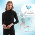 Women's Long Sleeve Rash Guard Swim Top - Black