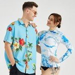 Women's Long Sleeve Rash Guard Swim Shirt - Blue