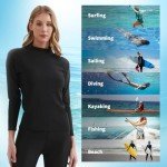 Women's Long Sleeve Rash Guard Swim Top - Black