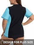 Plus Size UV Protection Swim Shirt - Black & Blue
