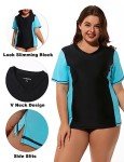 Plus Size UV Protection Swim Shirt - Black & Blue