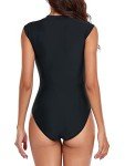 Women's Black Sleeveless One Piece Swimsuit