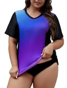 Purple Gradient Plus Size UV Protect Swim Shirt