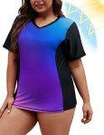 Purple Gradient Plus Size UV Protect Swim Shirt
