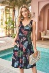 Floral V-Neck Sleeveless Midi Dress with Pockets