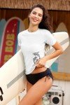 Quick Dry Crew Neck Rashguard Swim Top for Women