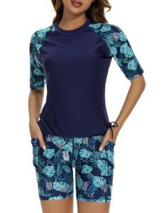 Navy Blue UPF 50+ Women's Two-Piece Swim Set