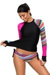Rekita Women's UV Protect Long Sleeve Swim Set
