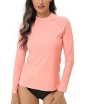 Women's Long Sleeve UV Rash Guard Swim Top - Pink