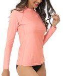 Women's Long Sleeve UV Rash Guard Swim Top - Pink