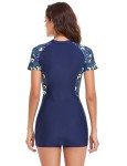 AUBIG Women's Zip-Up Short Sleeve Swim Suit
